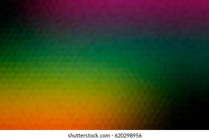 Dark Multicolor, Rainbow vector pattern. Hexagonal template. Geometric sample. Repeating hexagon shapes. Brand-New texture for your design. Pattern can be used for background