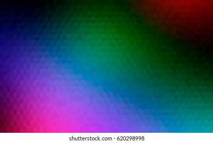 Dark Multicolor, Rainbow vector pattern. Hexagonal template. Geometric sample. Repeating hexagon shapes. Brand-New texture for your design. Pattern can be used for background