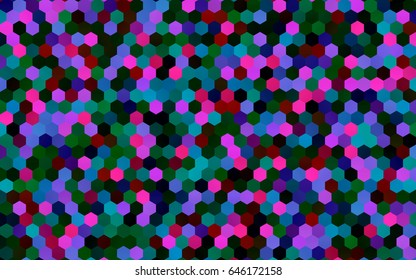 Dark Multicolor, Rainbow vector pattern. Hexagonal template. Geometric sample. Repeating hexagon shapes. Brand-New texture for your design. Pattern can be used for background