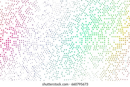 Dark Multicolor, Rainbow vector pattern with colored spheres. Geometric sample of repeating circles on white background in halftone style.