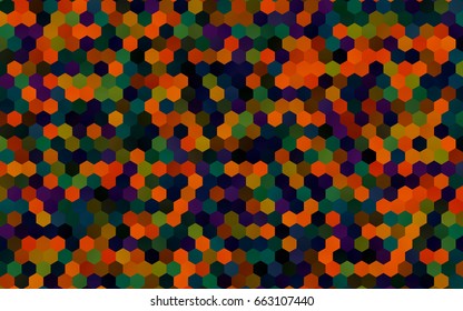 Dark Multicolor, Rainbow vector pattern. Hexagonal template. Geometric sample. Repeating hexagon shapes. Brand-New texture for your design. Pattern can be used for background