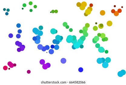 Dark Multicolor, Rainbow vector pattern with colored spheres. Geometric sample of repeating circles on white background in halftone style.