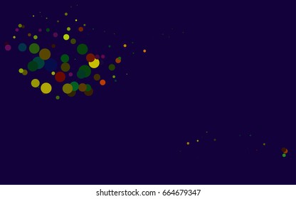 Dark Multicolor, Rainbow vector pattern with colored spheres. Geometric sample of repeating circles on white background in halftone style.