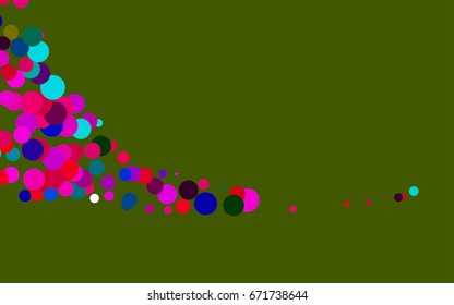 Dark Multicolor, Rainbow vector pattern with colored spheres. Geometric sample of repeating circles on white background in halftone style.