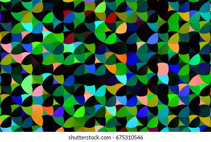 Dark Multicolor, Rainbow vector pattern with colored spheres. Geometric sample of repeating circles on white background in halftone style.