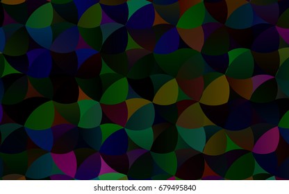 Dark Multicolor, Rainbow vector pattern with colored spheres. Geometric sample of repeating circles on white background in halftone style.