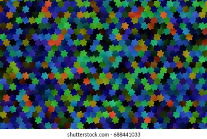 Dark Multicolor, Rainbow vector pattern. Hexagonal template. Geometric sample. Repeating hexagon shapes. Brand-New texture for your design. Pattern can be used for background