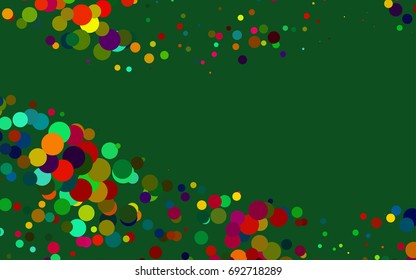 Dark Multicolor, Rainbow vector pattern with colored spheres. Geometric sample of repeating circles on white background in halftone style.