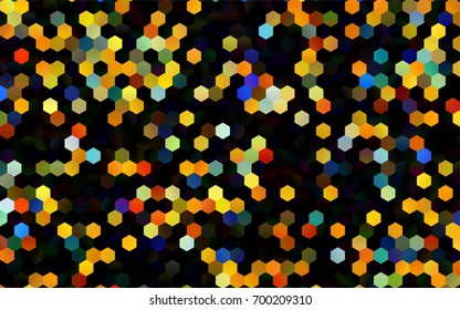 Dark Multicolor, Rainbow vector pattern. Hexagonal template. Geometric sample. Repeating hexagon shapes. Brand-New texture for your design. Pattern can be used for background