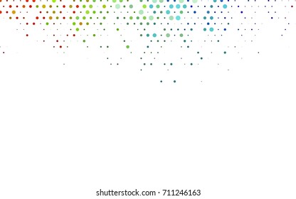 Dark Multicolor, Rainbow vector pattern with colored spheres. Geometric sample of repeating circles on white background in halftone style.