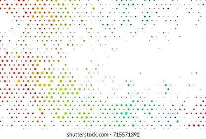 Dark Multicolor, Rainbow vector pattern with colored spheres. Geometric sample of repeating circles on white background in halftone style.
