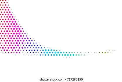 Dark Multicolor, Rainbow vector pattern with colored spheres. Geometric sample of repeating circles on white background in halftone style.