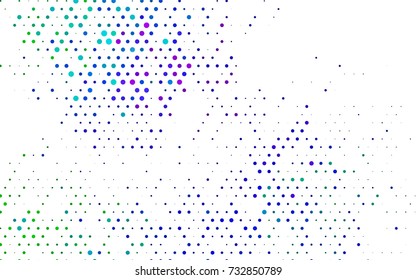 Dark Multicolor, Rainbow vector pattern with colored spheres. Geometric sample of repeating circles on white background in halftone style.