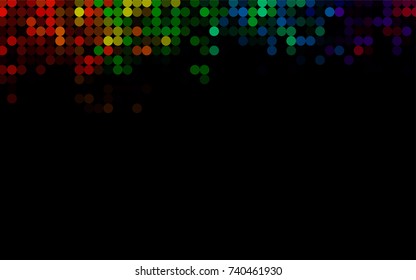Dark Multicolor, Rainbow vector pattern with colored spheres. Geometric sample of repeating circles on white background in halftone style.