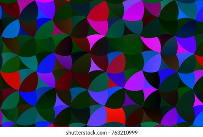 Dark Multicolor, Rainbow vector pattern with colored spheres. Geometric sample of repeating circles on white background in halftone style.