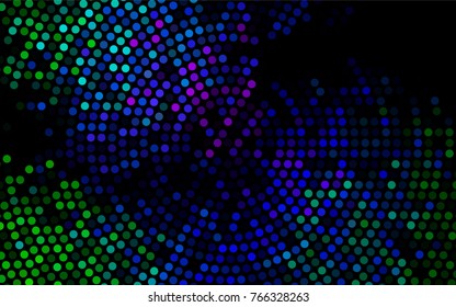 Dark Multicolor, Rainbow vector pattern with colored spheres. Geometric sample of repeating circles on white background in halftone style.