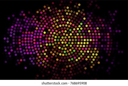 Dark Multicolor, Rainbow vector pattern with colored spheres. Geometric sample of repeating circles on white background in halftone style.