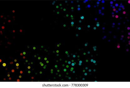 Dark Multicolor, Rainbow vector pattern with colored spheres. Geometric sample of repeating circles on white background in halftone style.