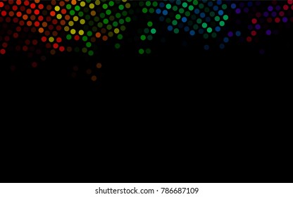 Dark Multicolor, Rainbow vector pattern with colored spheres. Geometric sample of repeating circles on white background in halftone style.