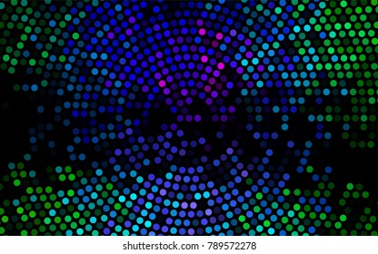 Dark Multicolor, Rainbow vector pattern with colored spheres. Geometric sample of repeating circles on white background in halftone style.