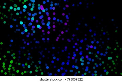 Dark Multicolor, Rainbow vector pattern with colored spheres. Geometric sample of repeating circles on white background in halftone style.