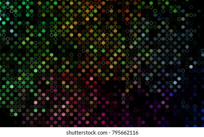 Dark Multicolor, Rainbow vector  pattern with spheres. Illustration with set of shining colorful abstract circles. The pattern can be used for ads, leaflets of liquid.