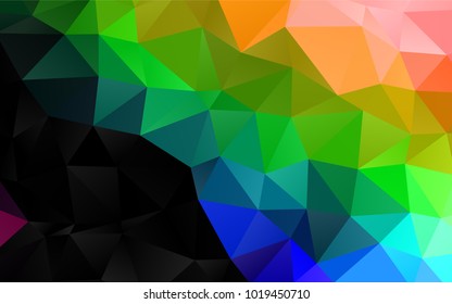 Dark Multicolor, Rainbow vector polygon abstract background. Colorful abstract illustration with gradient. The elegant pattern can be used as part of a brand book.