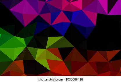 Dark Multicolor, Rainbow vector polygon abstract background. A sample with polygonal shapes. A completely new template for your business design.