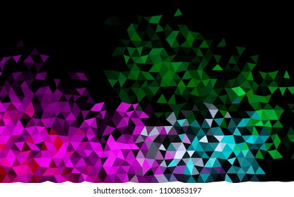 Dark Multicolor, Rainbow vector polygon abstract pattern. Shining illustration, which consist of triangles. The completely new template can be used for your brand book.