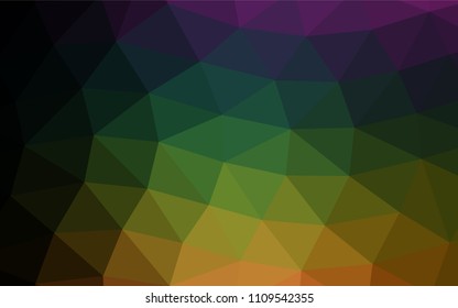 Dark Multicolor, Rainbow vector polygon abstract template. Glitter abstract illustration with an elegant design. Triangular pattern for your business design.