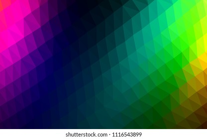 Dark Multicolor, Rainbow vector polygon abstract layout. Glitter abstract illustration with an elegant design. Triangular pattern for your business design.