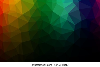 Dark Multicolor, Rainbow vector polygon abstract background. Glitter abstract illustration with an elegant design. A completely new design for your business.