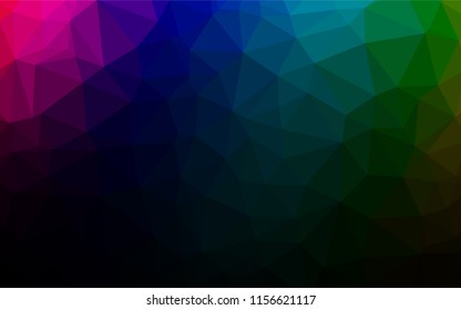 Dark Multicolor, Rainbow vector polygon abstract background. Glitter abstract illustration with an elegant design. The best triangular design for your business.