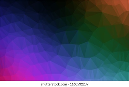 Dark Multicolor, Rainbow vector polygon abstract backdrop. An elegant bright illustration with gradient. Brand new style for your business design.