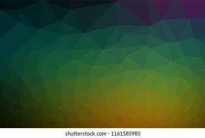 Dark Multicolor, Rainbow vector polygon abstract layout. Glitter abstract illustration with an elegant design. The best triangular design for your business.