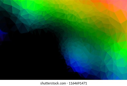 Dark Multicolor, Rainbow vector polygon abstract backdrop. Glitter abstract illustration with an elegant design. The polygonal design can be used for your web site.