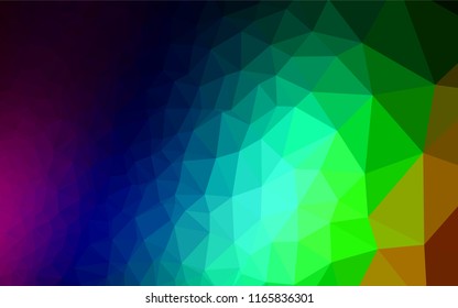 Dark Multicolor, Rainbow vector polygon abstract backdrop. A vague abstract illustration with gradient. A new texture for your design.