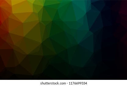 Dark Multicolor, Rainbow vector polygon abstract backdrop. A vague abstract illustration with gradient. Triangular pattern for your business design.