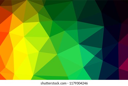 Dark Multicolor, Rainbow vector polygon abstract background. An elegant bright illustration with gradient. The elegant pattern can be used as part of a brand book.