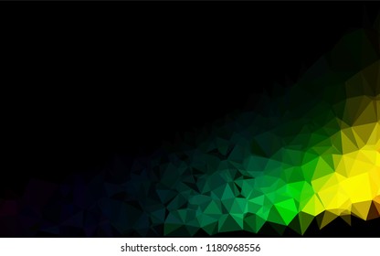 Dark Multicolor, Rainbow vector polygon abstract backdrop. Creative geometric illustration in Origami style with gradient. A completely new template for your business design.