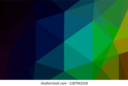 Dark Multicolor, Rainbow vector polygon abstract backdrop. Triangular geometric sample with gradient.  Brand new style for your business design.