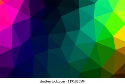 Dark Multicolor, Rainbow vector polygon abstract background. Shining illustration, which consist of triangles. The polygonal design can be used for your web site.