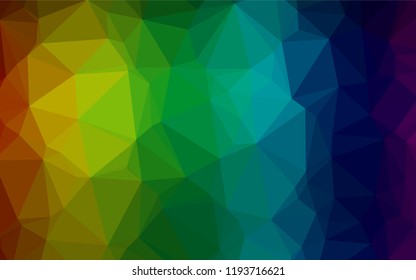 Dark Multicolor, Rainbow vector polygon abstract backdrop. Modern geometrical abstract illustration with gradient. The template can be used as a background for cell phones.