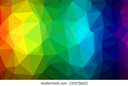 Dark Multicolor, Rainbow vector polygon abstract layout. A sample with polygonal shapes. A completely new template for your business design.