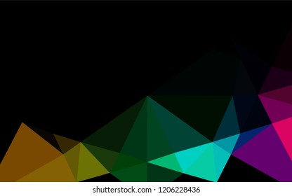 Dark Multicolor, Rainbow vector polygon abstract backdrop. Geometric illustration in Origami style with gradient.  A new texture for your design.