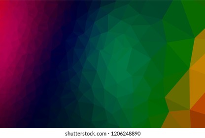 Dark Multicolor, Rainbow vector polygon abstract background. Shining illustration, which consist of triangles. The best triangular design for your business.