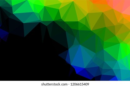 Dark Multicolor, Rainbow vector polygon abstract backdrop. An elegant bright illustration with gradient. The elegant pattern can be used as part of a brand book.