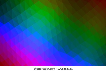 Dark Multicolor, Rainbow vector polygon abstract backdrop. A vague abstract illustration with gradient. A completely new design for your business.