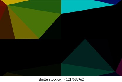 Dark Multicolor, Rainbow vector polygon abstract backdrop. Shining illustration, which consist of triangles. Brand new style for your business design.
