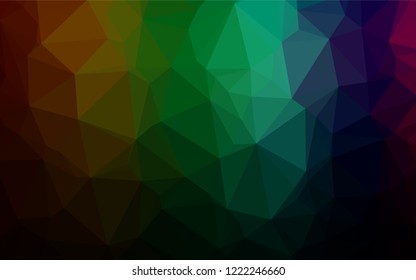 Dark Multicolor, Rainbow vector polygon abstract background. Creative illustration in low poly style with gradient. Triangular pattern for your business design.